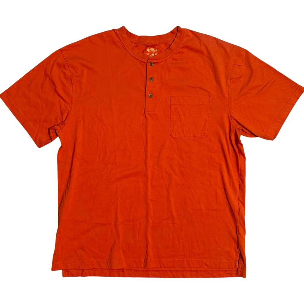 RedHead Mens XL Burnt Orange Short Sleeve Henley Pocket T-Shirt Casual Outdoor